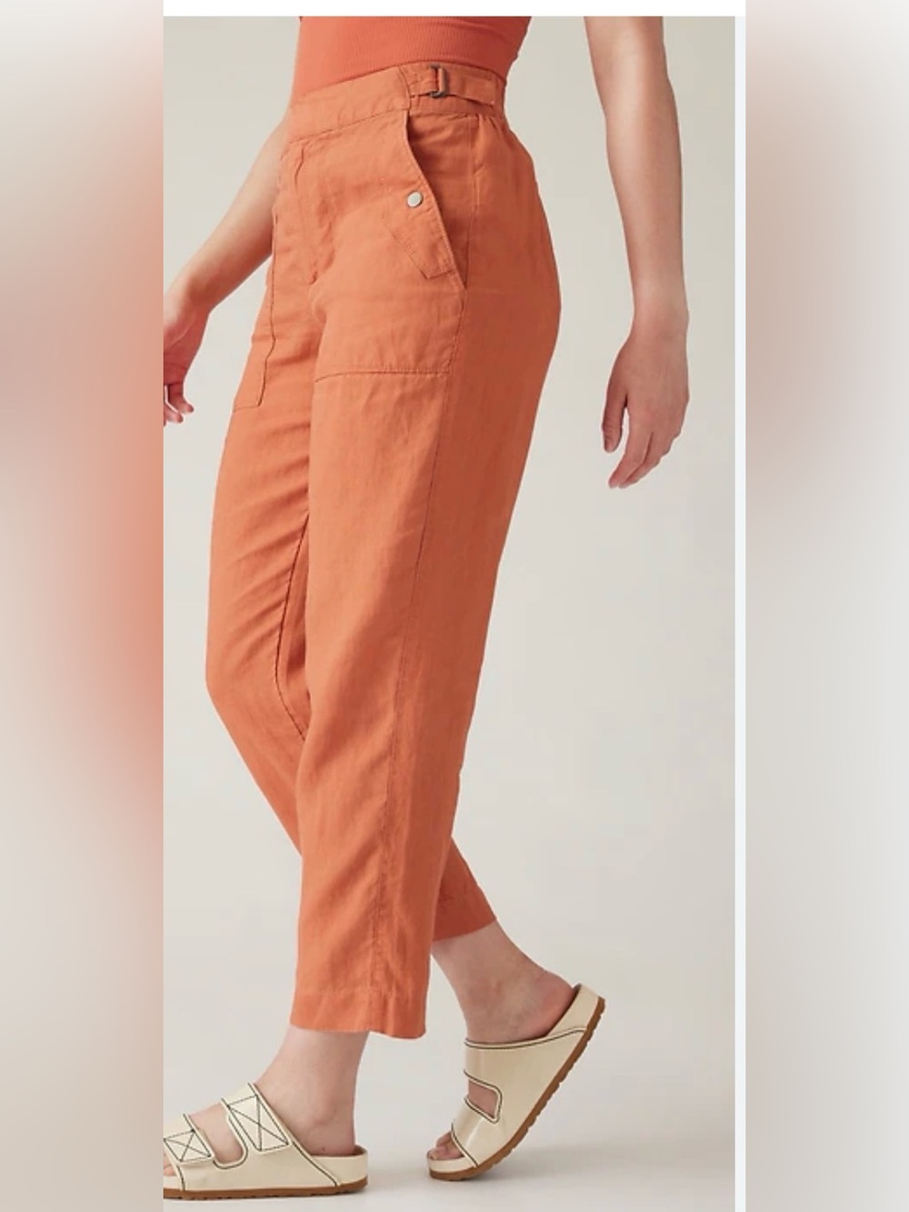 Athleta Voyager Linen Cropped Pants in Sunbaked Clay Size 6